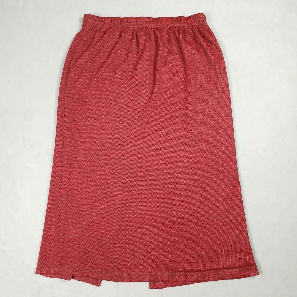 Vintage Fashion Bug Women's Size 14/16 Y2K 90s Red Black Chevron Skirt Slit